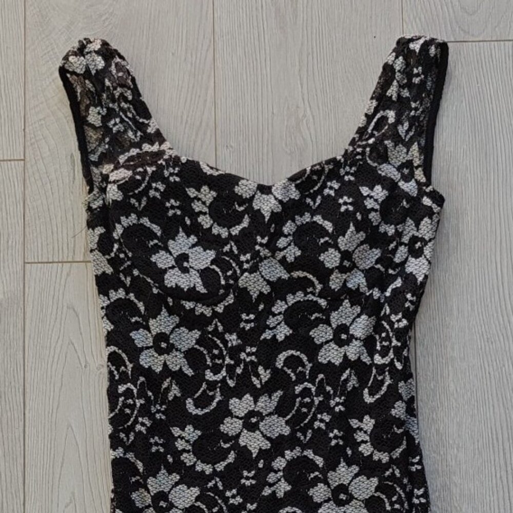 Black White Lace Cocktail Dress Size M